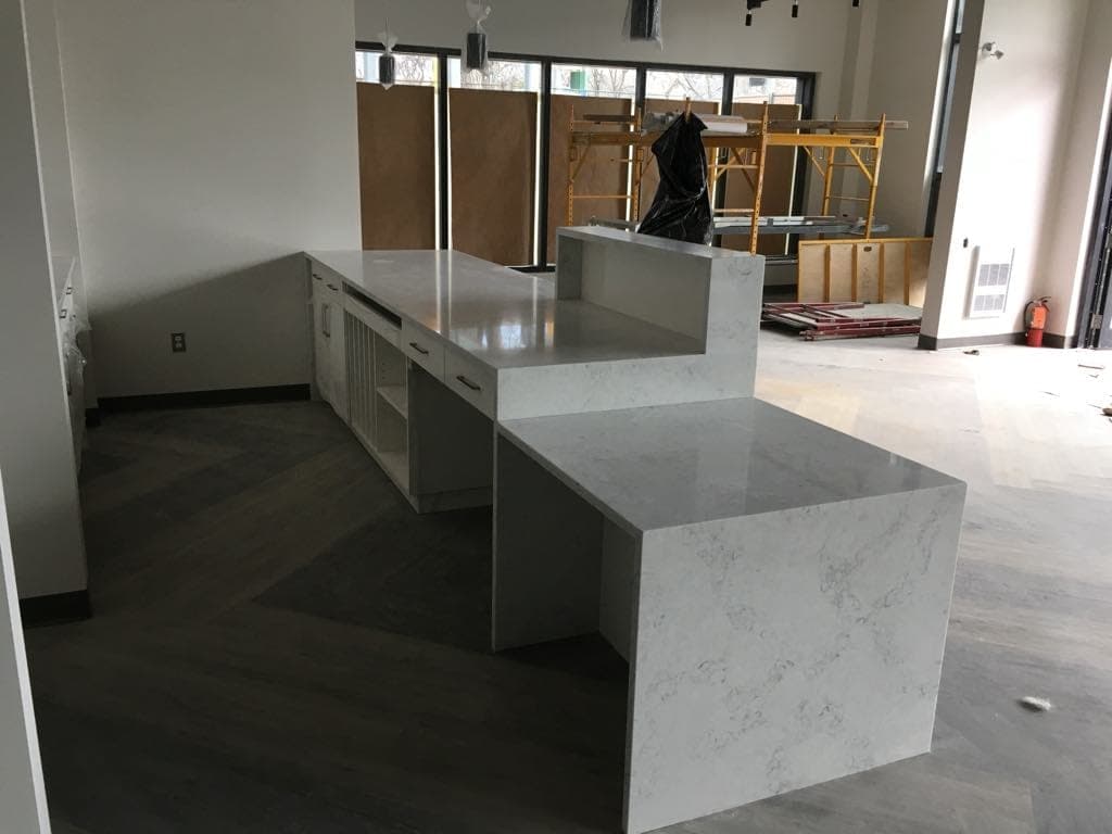 Calacatta Quartz countertop — Retail counter + display at Loka Boutique, Winnipeg