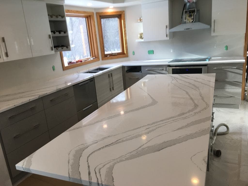Cambria Brittanicca Quartz countertop — Show kitchen island in Whyte Ridge, Winnipeg