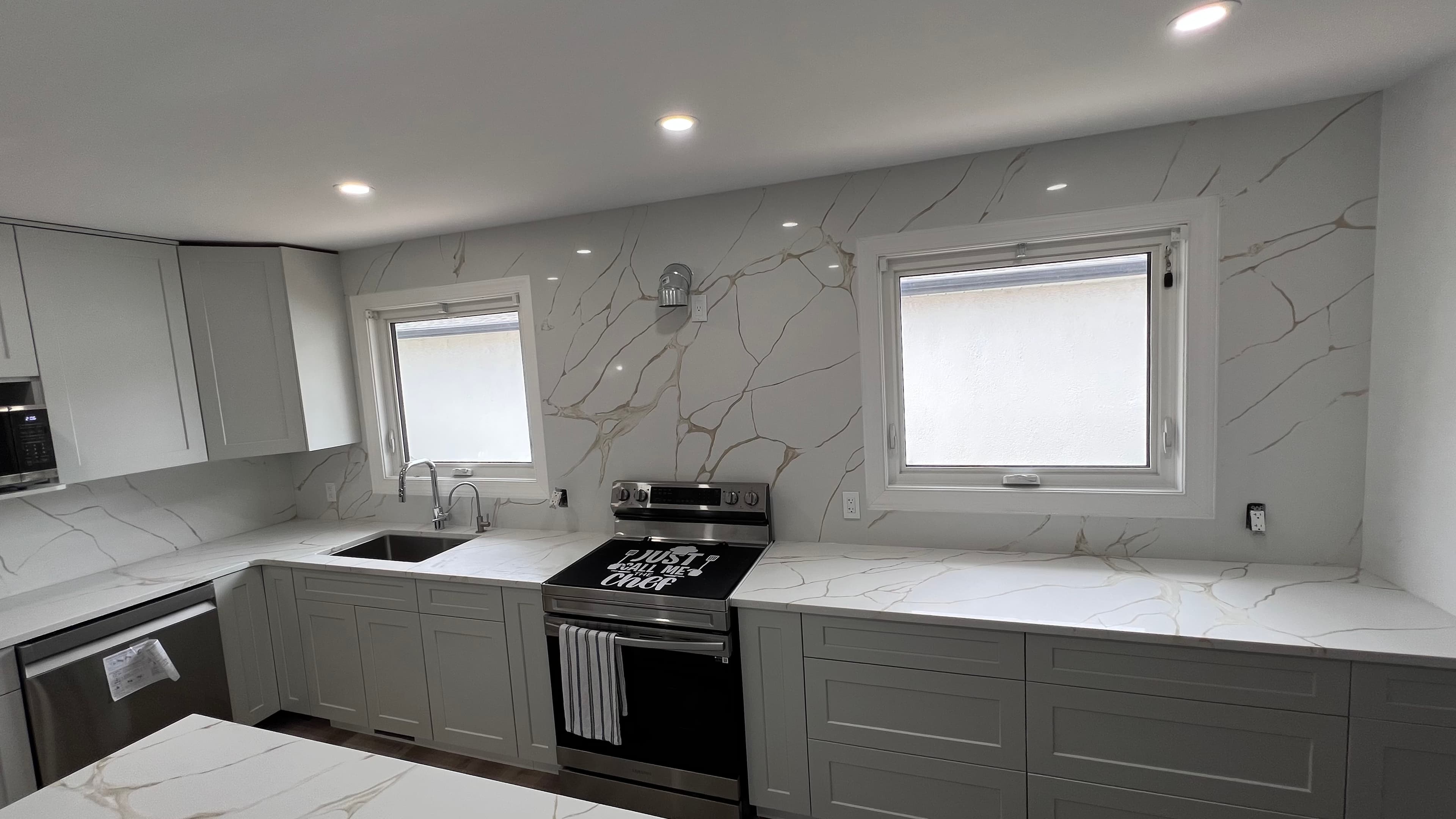 Calacatta Borghini Quartz countertop — Edwardian renovation in River Heights, Winnipeg