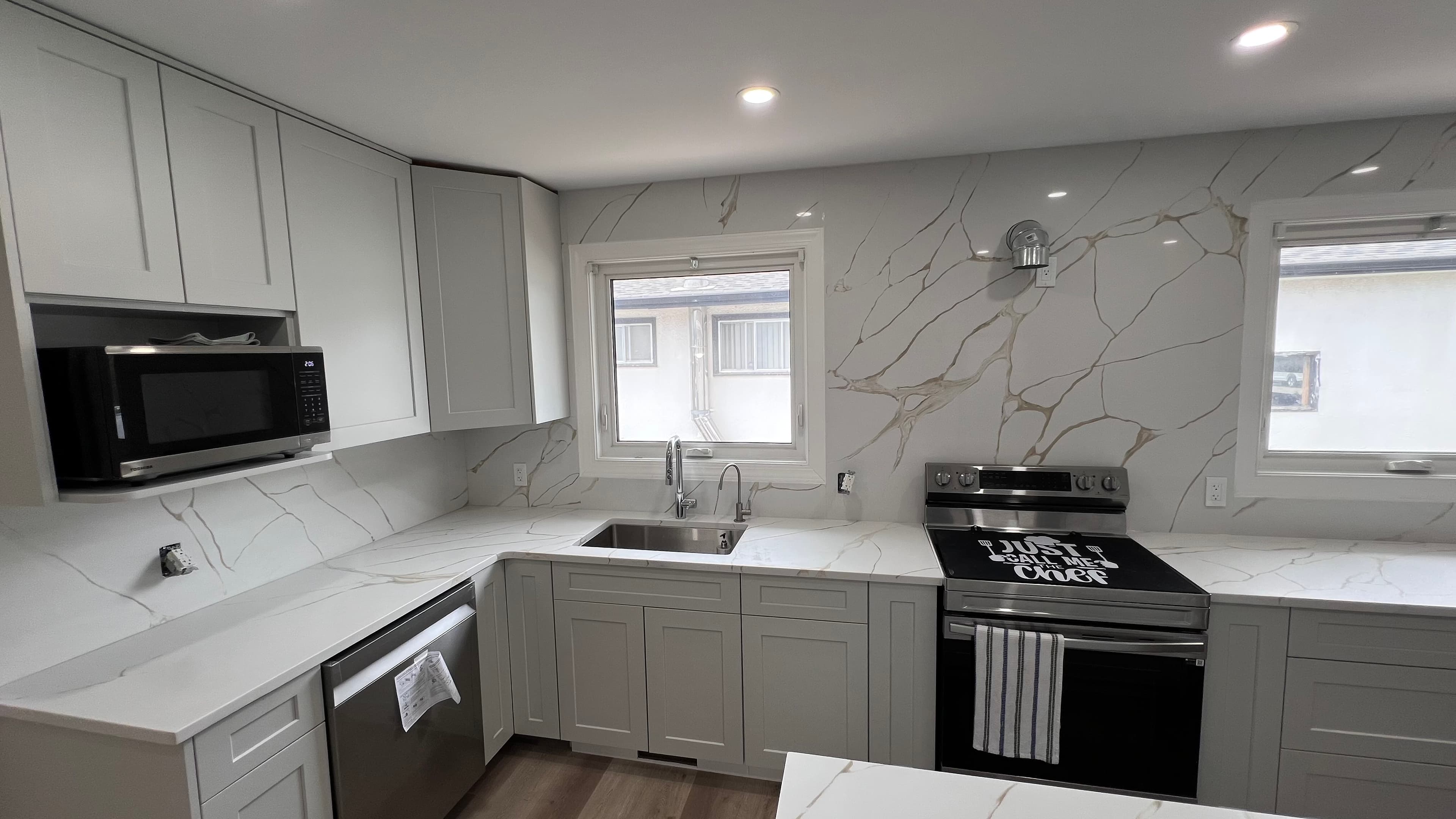 Calacatta Borghini Quartz countertop — Edwardian renovation in River Heights, Winnipeg