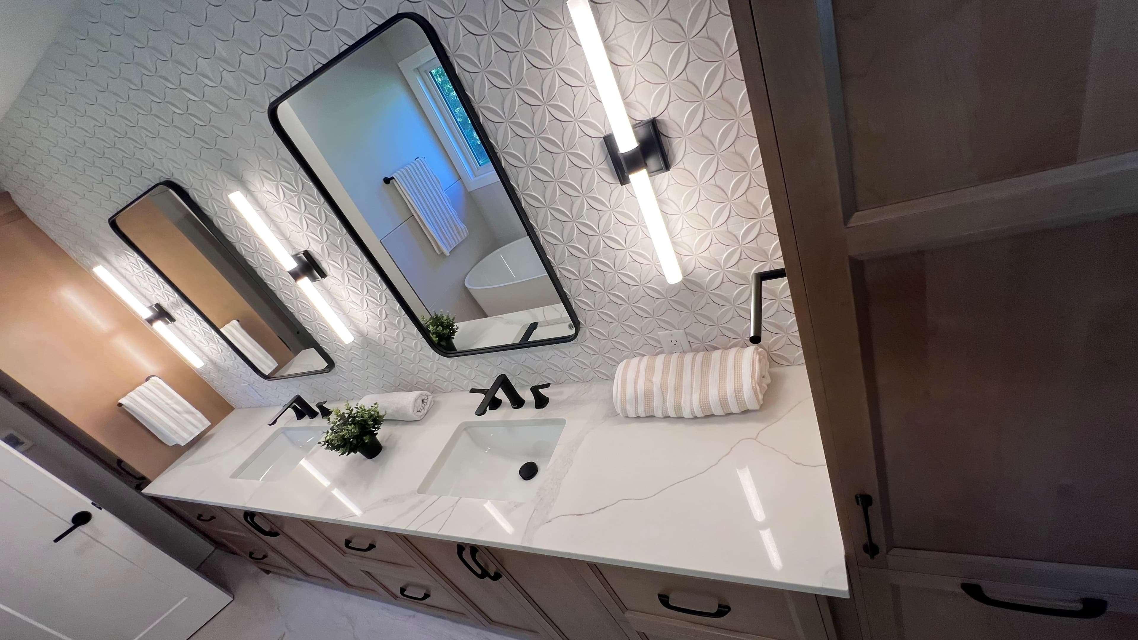 Carrara Mist Quartz countertop — Galley kitchen update in Fort Garry, Winnipeg