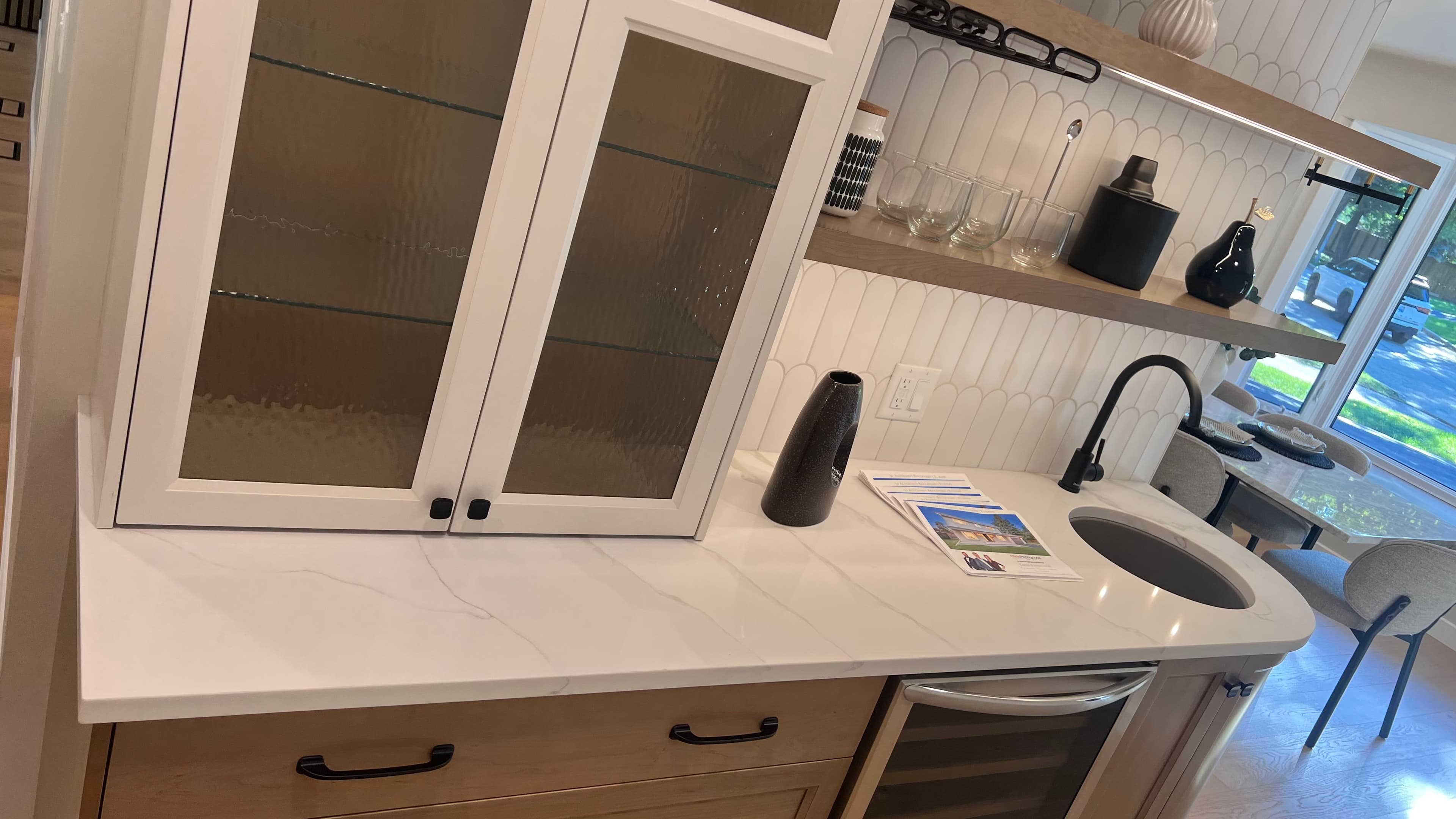 Calacatta Gold Quartz countertop — Kitchen + butler's pantry in Tuxedo, Winnipeg