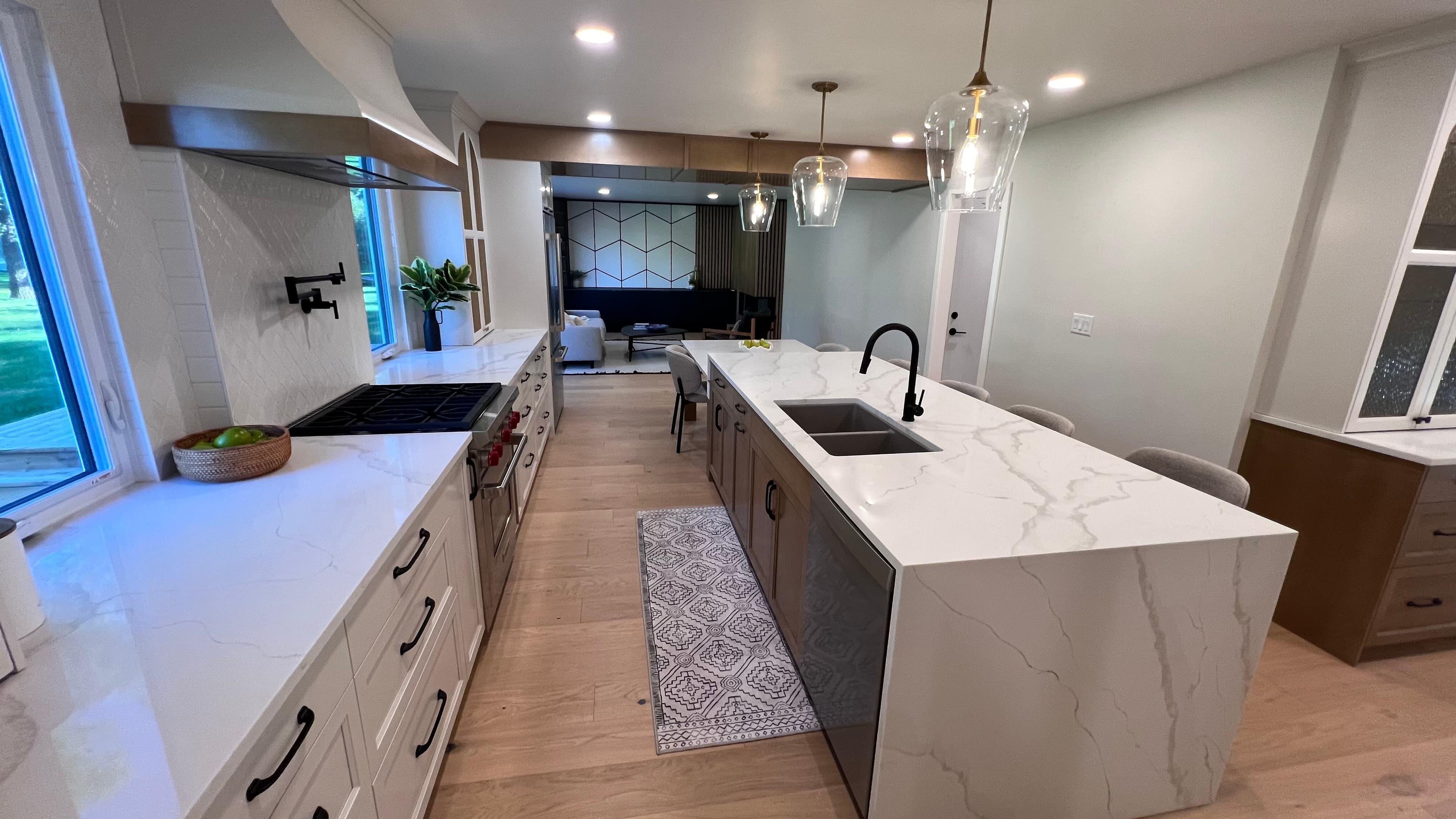 Calacatta Gold Quartz countertop — Kitchen + butler's pantry in Tuxedo, Winnipeg